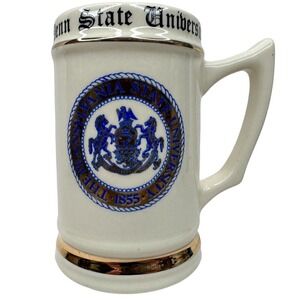 Vintage Penn State University Ceramic Beer Stein Mug With Seal & Gold Trim Crest